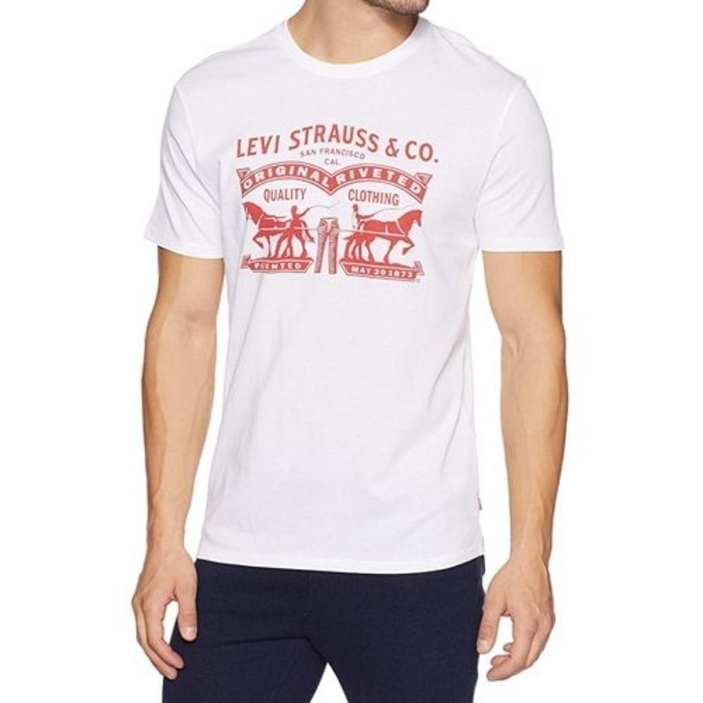 🤍Levi Strauss Two-Horse Pull Mediun White T-shirt🤍